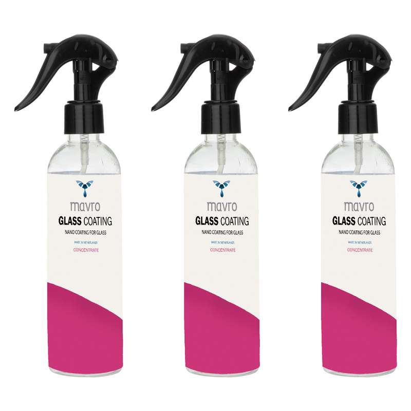 محلول نانو آبگریز ضد لک و جرم شیشه و سطوح سیقلی ساختمان ماورو مدل XP-100 حجم 250 میلی لیتر بسته 3 عددی