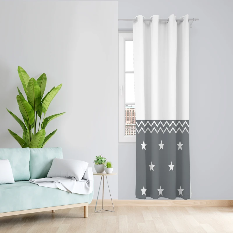 پرده طرح ستاره مدل مخمل پانچی کد L 1152 Z سایز 140x200 سانتی متر