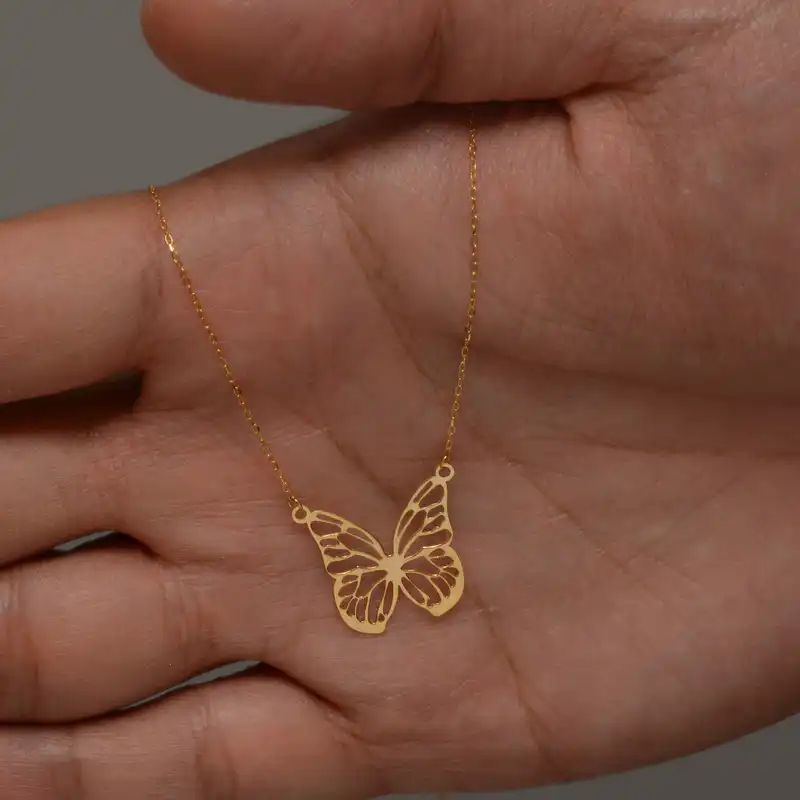 گردنبند طلا 18 عیار زنانه الن نار مدل پروانه 670183