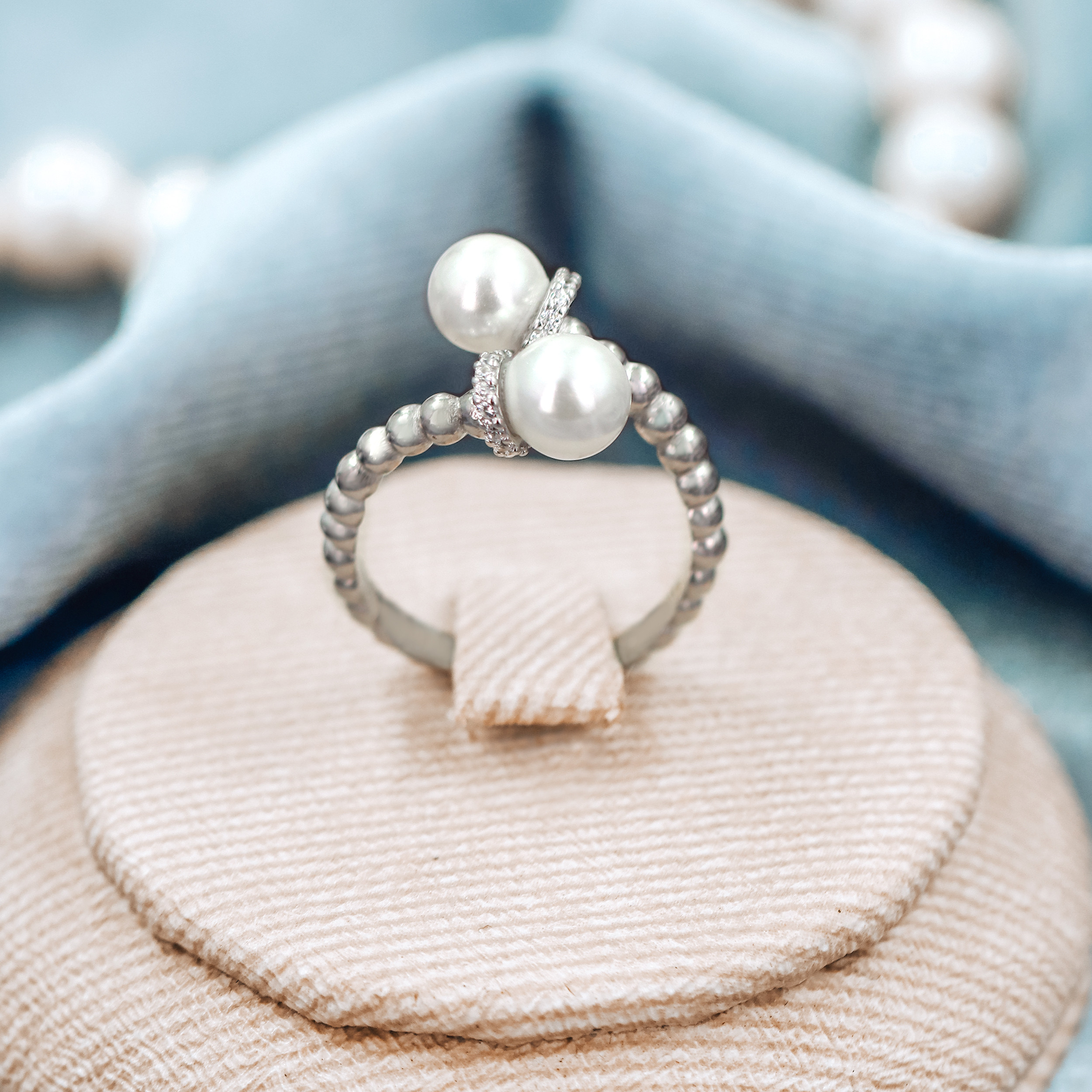 انگشتر نقره زنانه جی تی ای مدل مروارید انگشتر نقره زنانه جی تی ای مدل مروارید