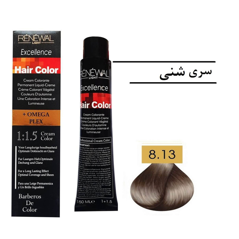 رنگ مو رنوال شماره 8.13 حجم 150 میلی لیتر رنگ بلوند شنی روشن