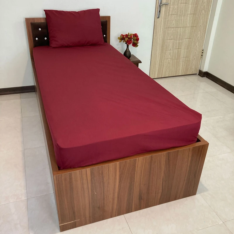 سرویس ملحفه مدل کشدار ساده تک رنگ  1.5 نفره 2 تکه