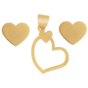 نیم ست طلا 18 عیار زنانه قیراط طرح قلب کد GH6359