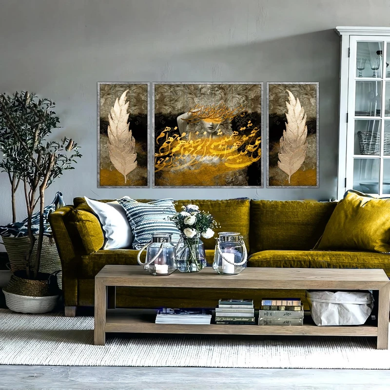 تابلو بکلیت طرح مدرن دیجیتال آرت مدل شاین اکلیلی کد SI-2871 مجموعه 3 عددی