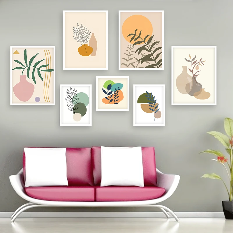 تابلو بکلیت طرح نقاشی مدرن مدل شاین اکلیلی W-669 مجموعه 7 عددی