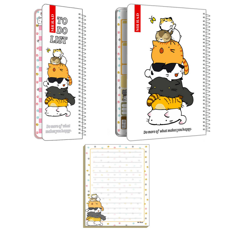 دفتر برنامه ریزی مستر راد مدل پلنر گربه فانتزی کد cat kawaii 1542 مجموعه 2 عددی به همراه کاغذ یادداشت
