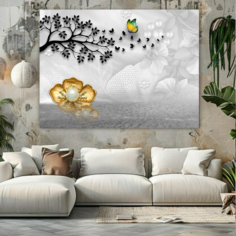  پوستر پارچه ای طرح مدرن گل و درخت کد FP104449