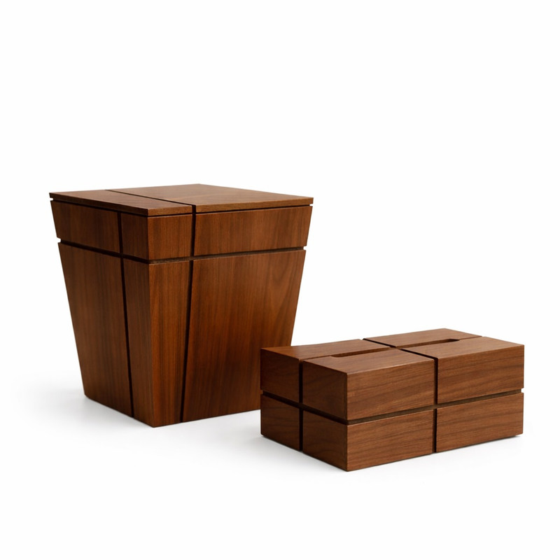 ست سطل و جای دستمال کاغذی مدل روبیک