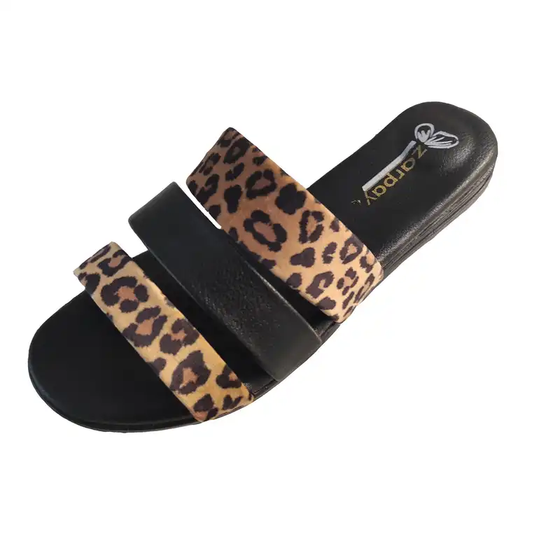 دمپایی زنانه زرپای مدل 5-561 پلنگی رنگ مشکی