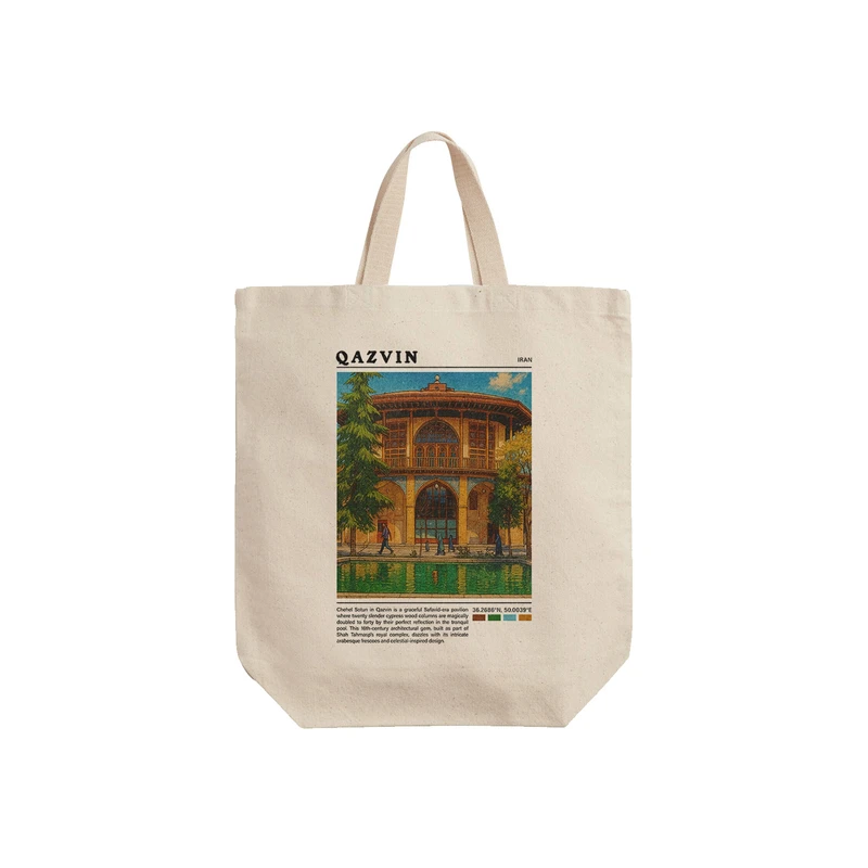 ساک خرید ترمه طراحان ایده مدل عمارت چهل ستون قزوین کد map0848 - S