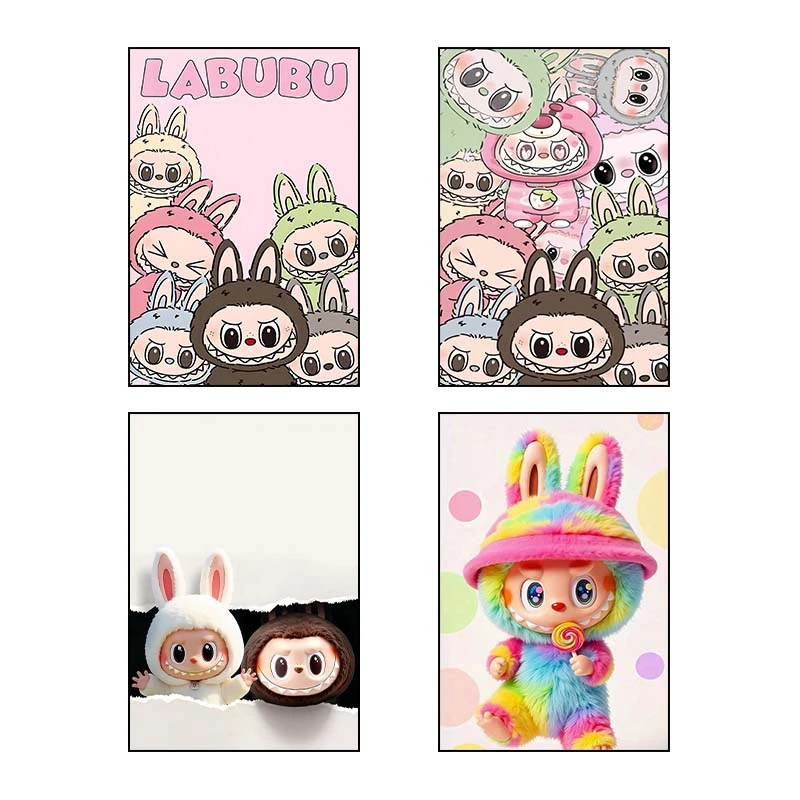 تابلو شاسي کارنيکا طرح لابوبو Labubu کد 91144 مجموعه 4 عددی