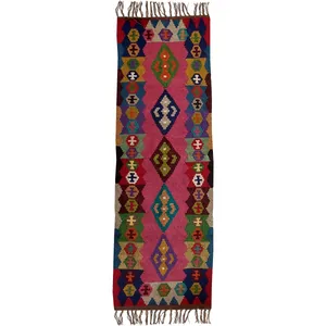 گلیم دستبافت یک و نیم متری مدل کناره کد 134