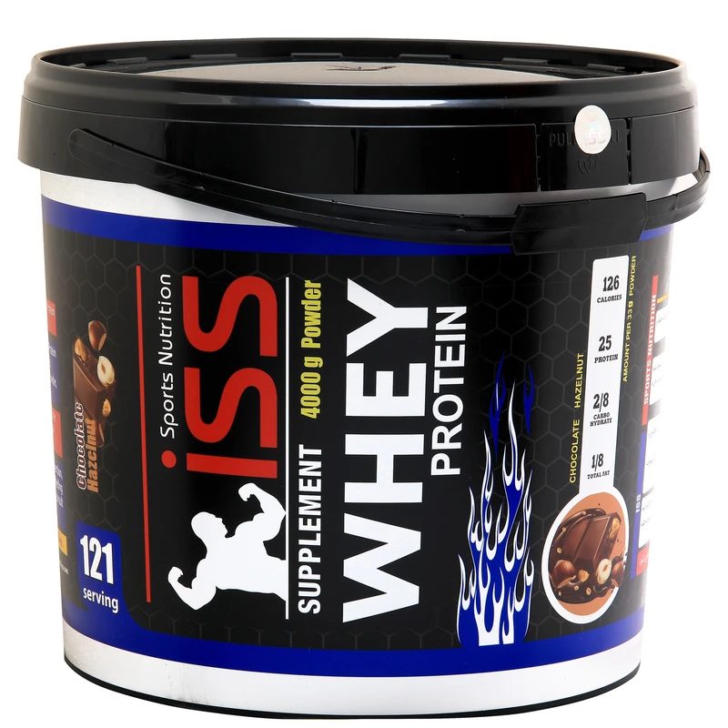 پودر پروتئین وی با طعم شکلات فندق آی اس اس - 4000 گرم