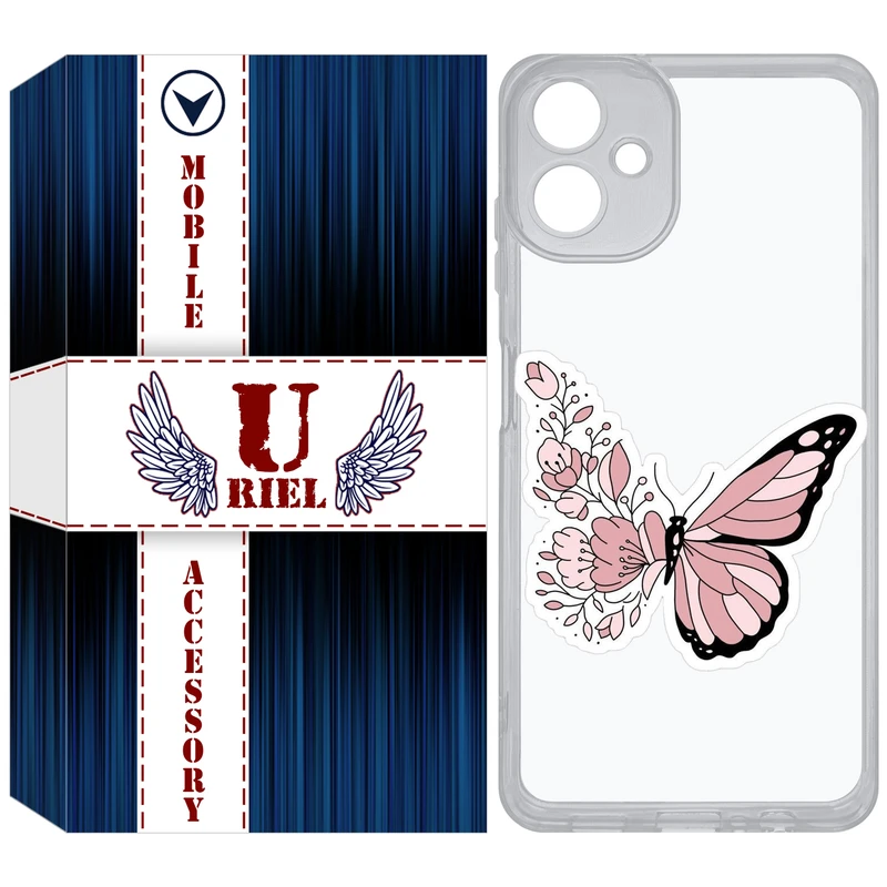 کاور یوریل مدل Clear کد 98 طرح پروانه مناسب برای گوشی موبایل سامسونگ Galaxy A06