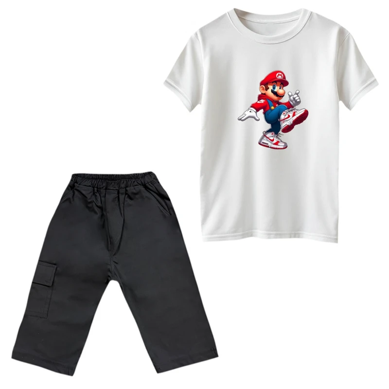 ست تی‌شرت و شلوارک پسرانه مدل ماریو