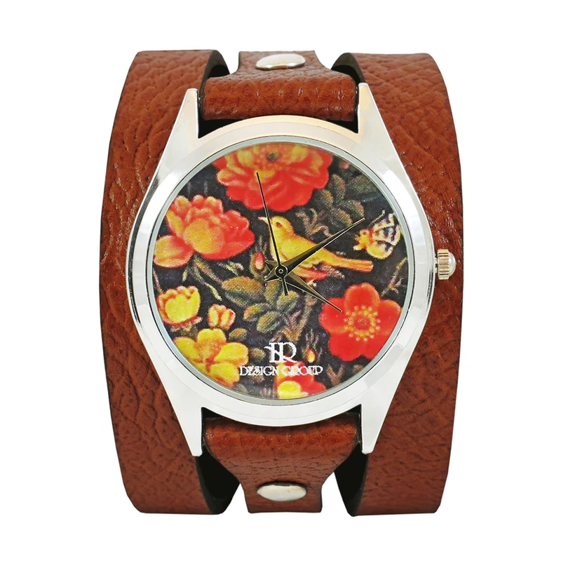 ساعت مچی عقربه ای زنانه اچ آر دیزاین گروپ مدل گل و مرغ w081