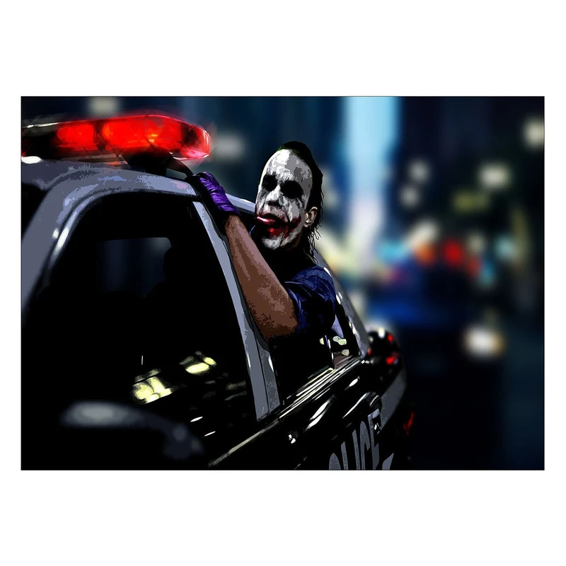 تابلو شاسی ونسونی طرح Joker Enjoys Backseat of Police سایز 50 × 70