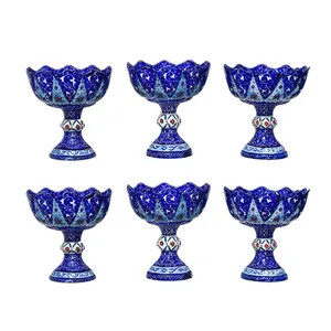 ست شش عددی بستنی خوری پایه دار میناکاری شده سی دا کد MI10001