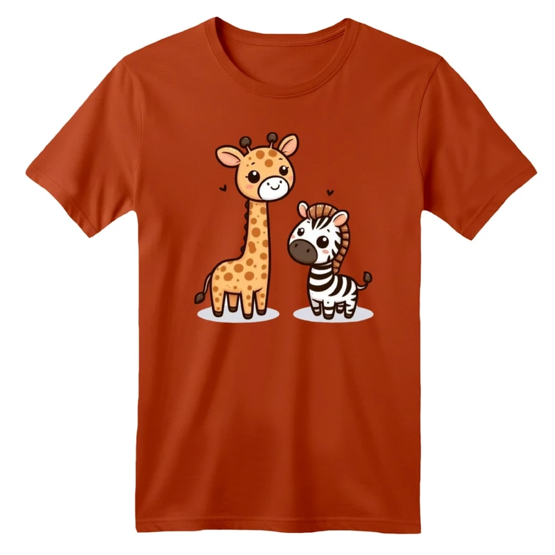 تی شرت آستین کوتاه بچگانه مدل زرافه و گورخر