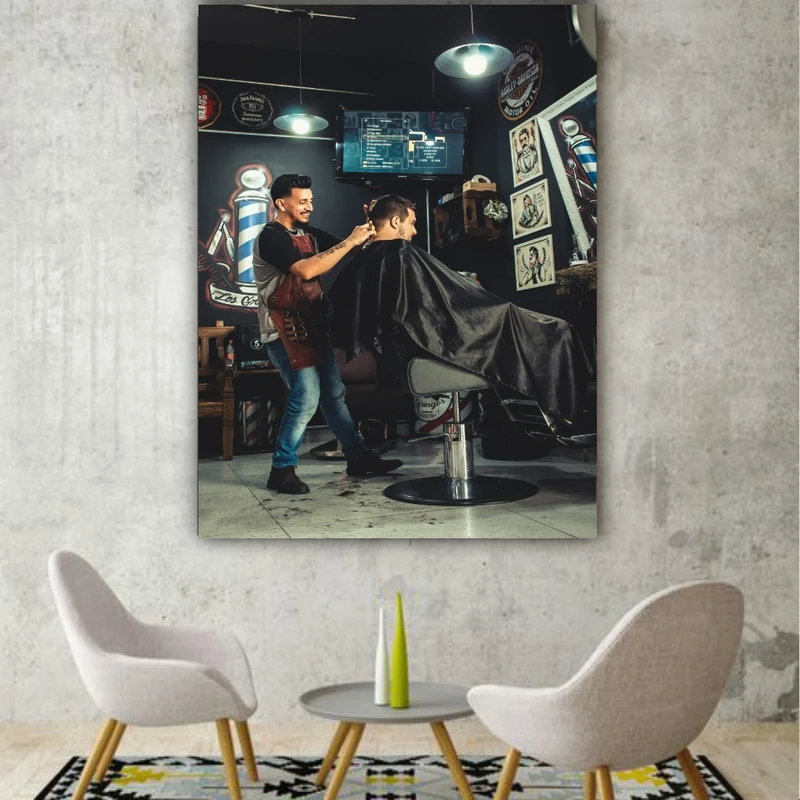 تابلو شاسی طرح مخمل مدل آرایشگاه مردانه کد FP103693