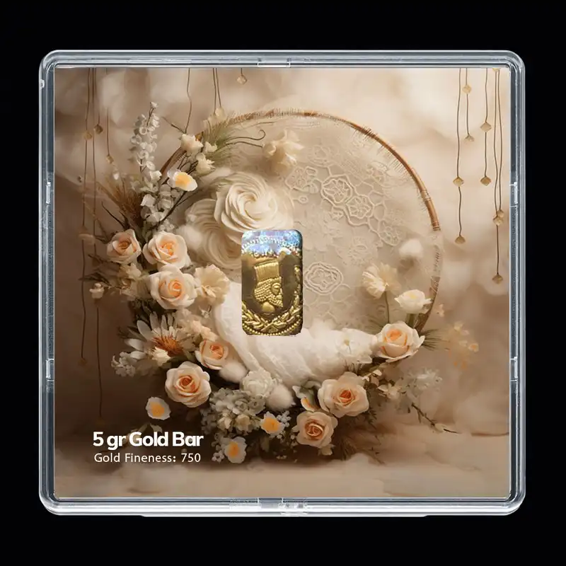 شمش طلا 18 عیار مدوپد مدل سبد و گل کد SG-10274