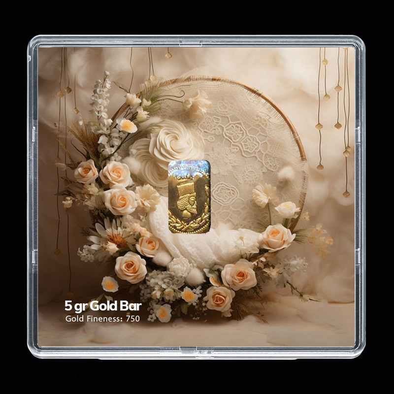 شمش طلا 18 عیار مدوپد مدل سبد و گل کد SG-10274