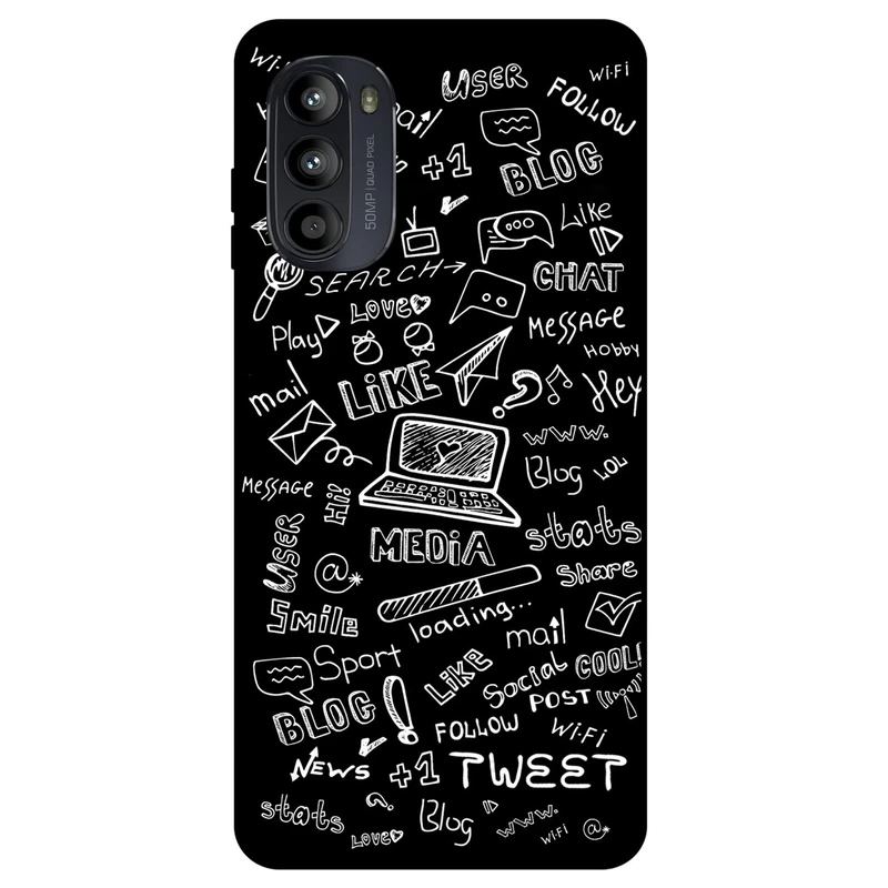 کاور مگافون طرح رسانه های اجتماعی مدل 1898 مناسب برای گوشی موبایل موتورولا Moto G52