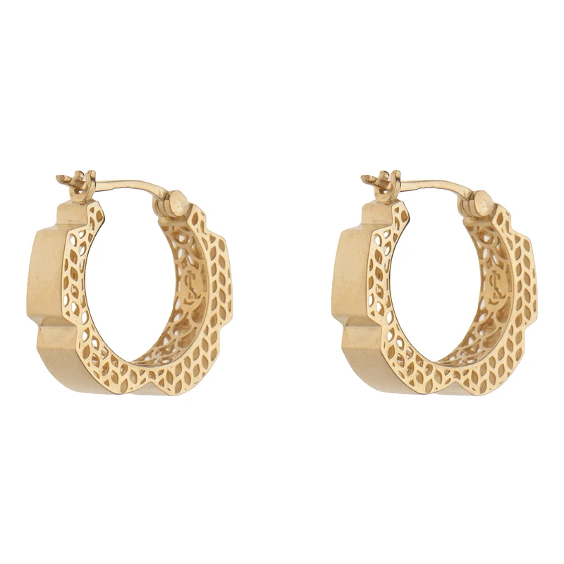 گوشواره حلقه‌ای طلا 18 عیار زنانه گلدم مدل اینه ای 6 ضلعیE-3070061