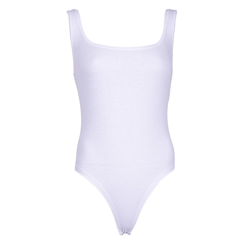 بادی زنانه مدل کبریتی یقه خشتی رنگ سفید