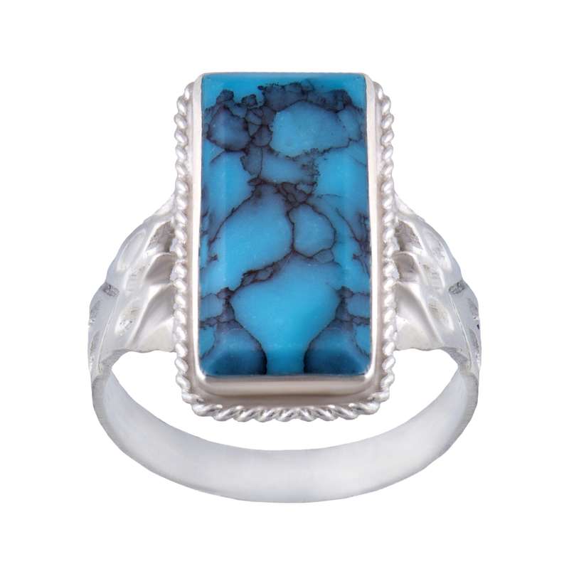 انگشتر نقره مردانه مدل فیروزه نیشابور کد AM_009