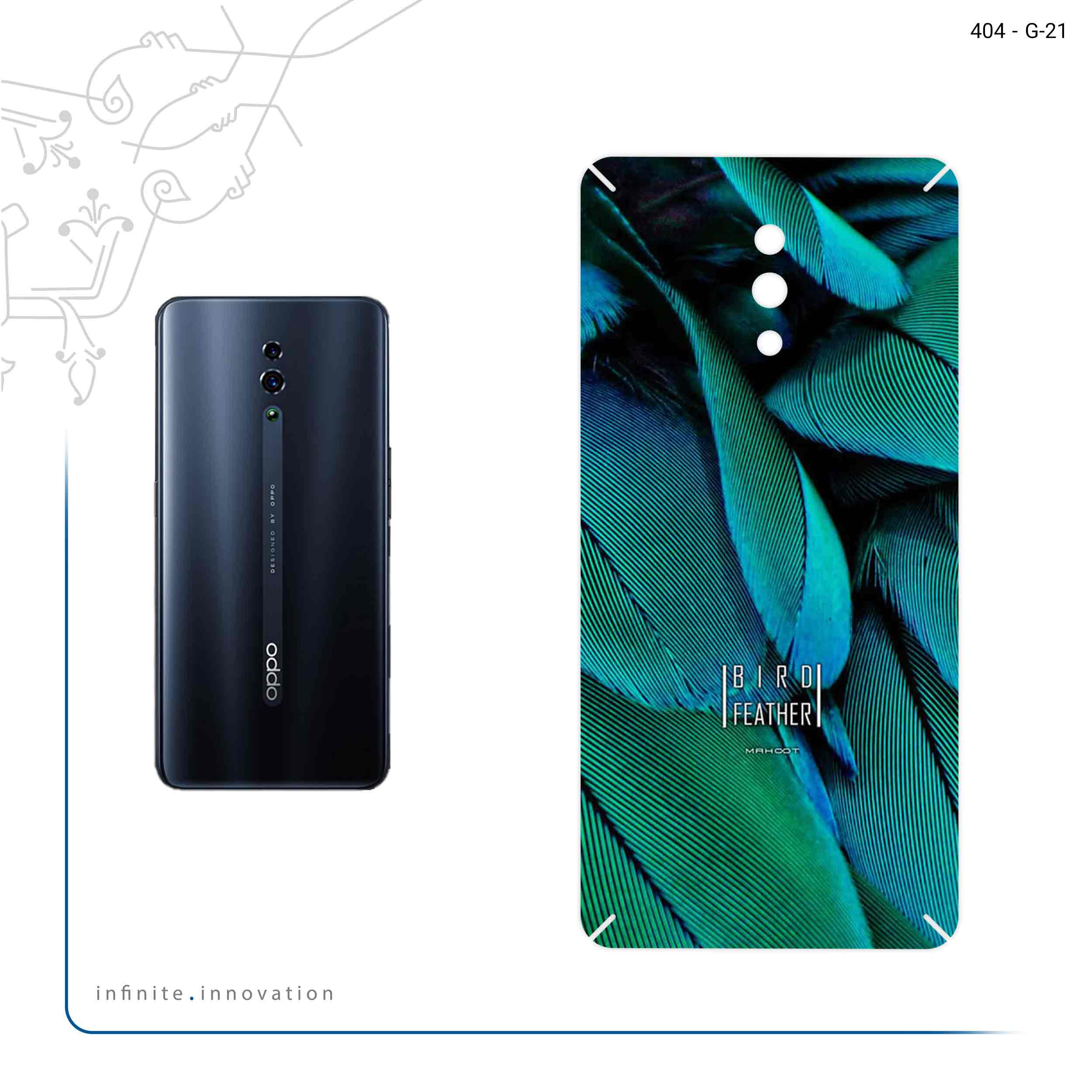 برچسب پوششی ماهوت مدل Green Feather مناسب برای گوشی موبایل اپو Reno