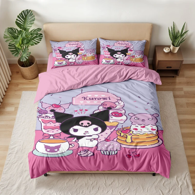 سرویس خواب مدل کرومی kuromi کد بستنی1 یک نفره 5 تکه