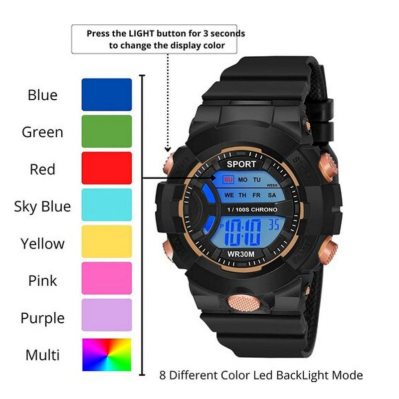 ساعت مچی دیجیتال مدل چراغدار 05