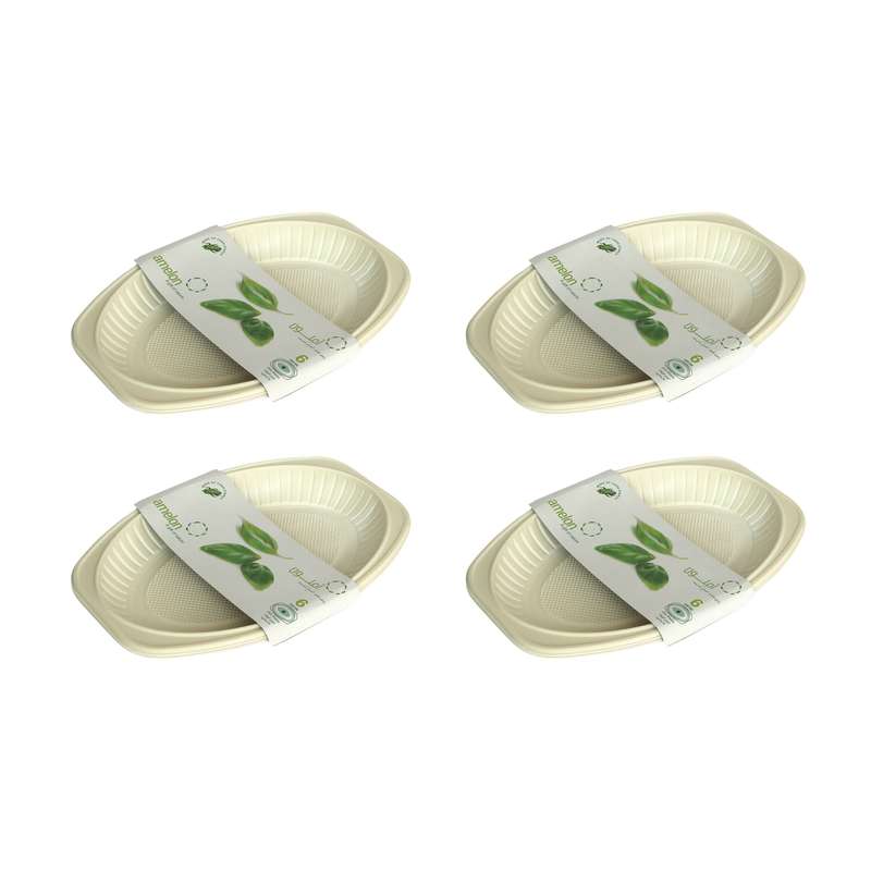 دیس یکبار مصرف آملون مدل small چهار بسته 6 عددی