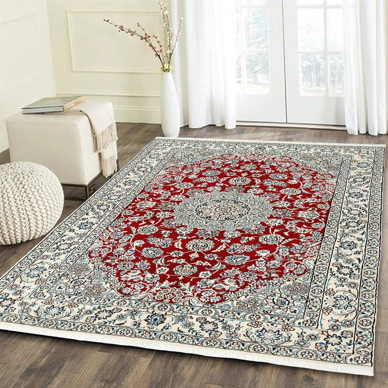 فرش دستبافت سه متری مدل گل ابریشم نائین کد n543069n