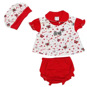 ست 4 تکه نوزادی دخترانه طرح پروانه کد 100