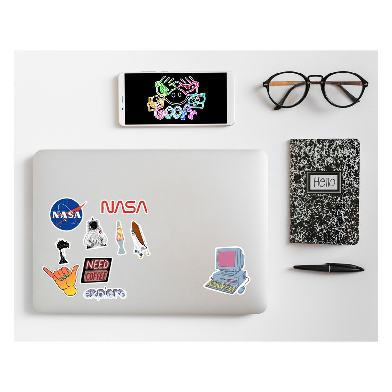 استیکر لپ تاپ و موبایل گوفی طرح فضا و ناسا مدل NASA کد 32 مجموعه 10 عددی