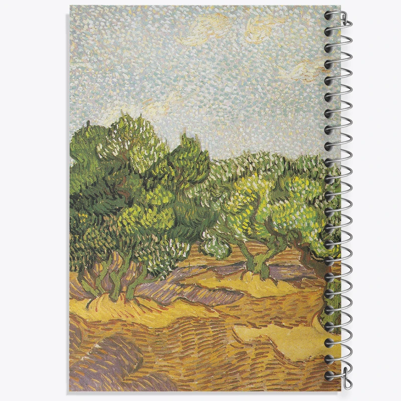 دفتر شطرنجی 50 برگ خندالو مدل درختان زیتون ونسان ونگوگ (Van Gogh) کد 36801