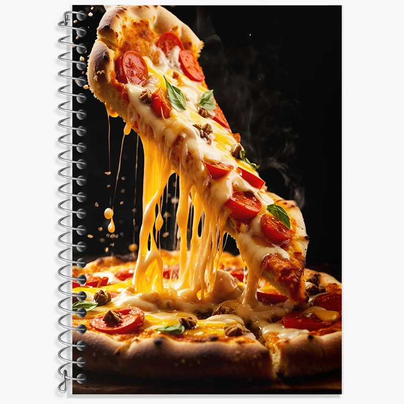 دفتر زبان 50 برگ خندالو مدل سه خط طرح پیتزا کد F5934