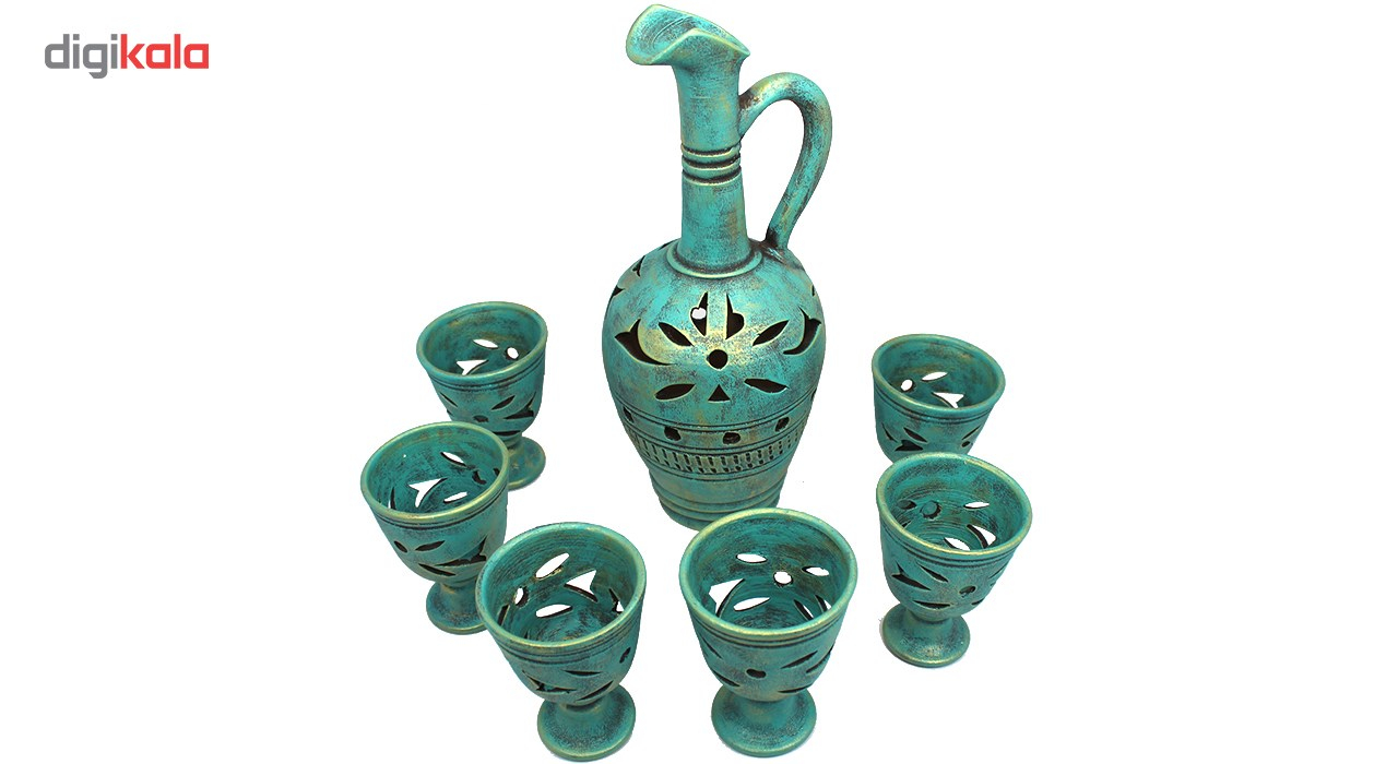 ست پارچ و لیوان سفالی گالری دست نگار طرح پتینه کد 200-00