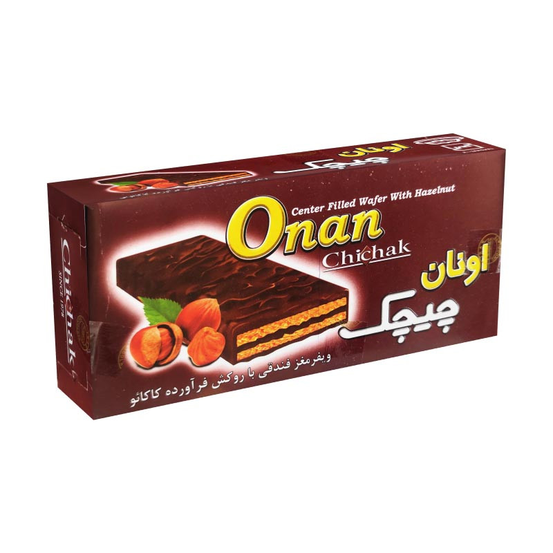 ویفر مغز فندق با روکش فرآورده کاکائویی چیچک - 40 گرم بسته 24 عددی