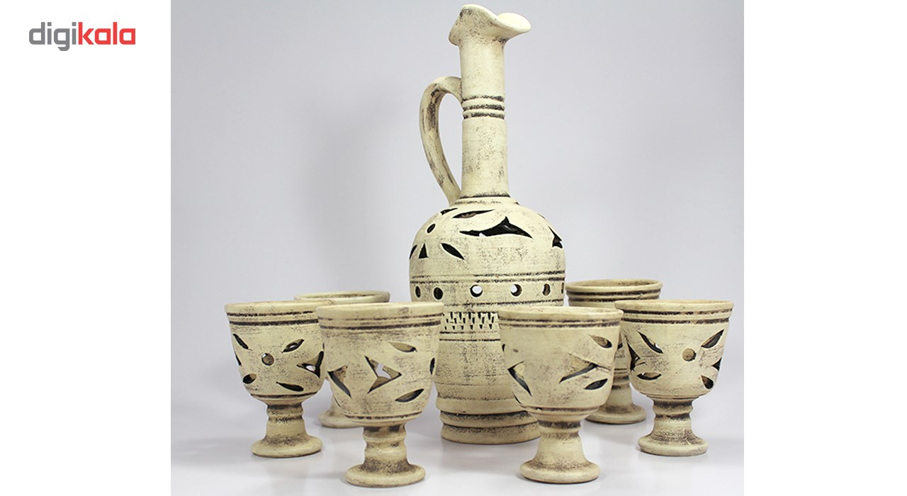 ست پارچ و لیوان سفالی گالری دست نگار طرح پتینه کد 200-00