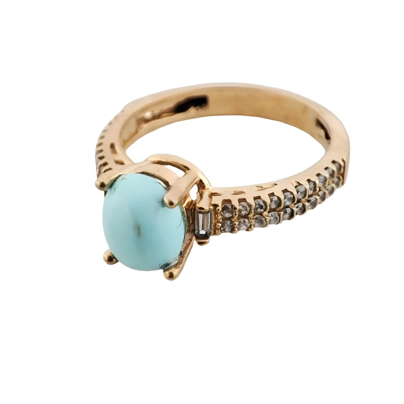 انگشتر زنانه مدل طلا روس فیروزه نیشابور q044