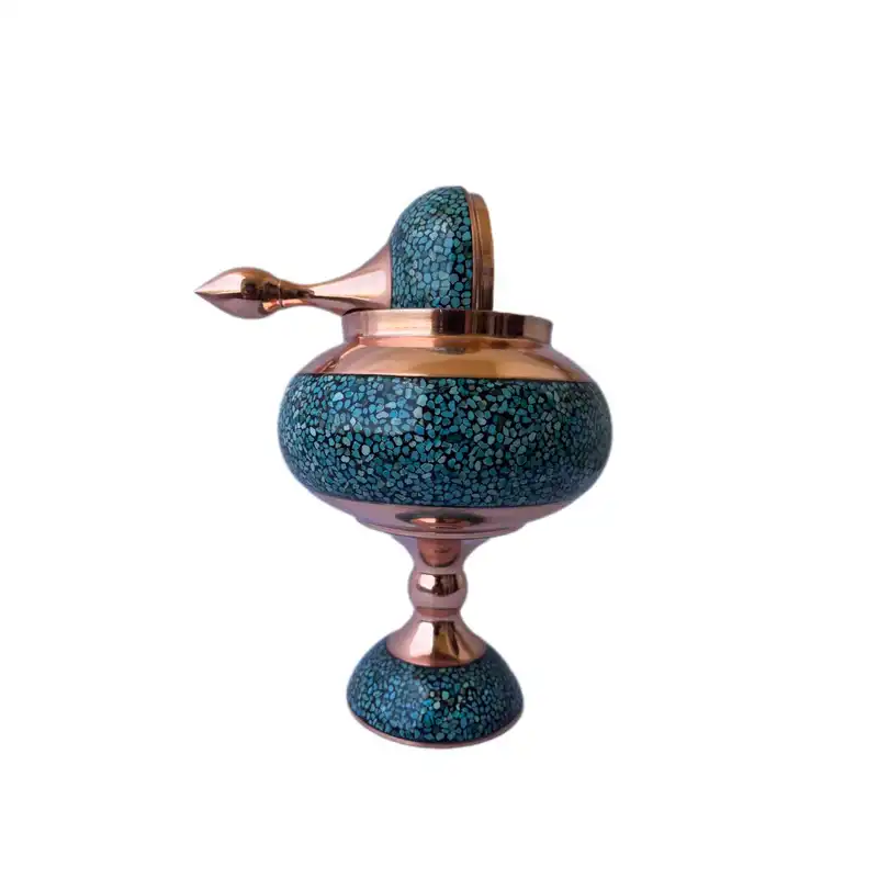 ست 3 تکه گلدان و شکلات خوری فیروزه کوبی کد 12