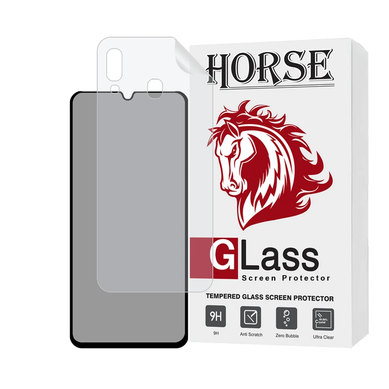 محافظ صفحه نمایش حریم شخصی هورس مدل FULLPRIVNANOH مناسب برای گوشی موبایل سامسونگ Galaxy A20 / A30 به همراه محافظ پشت گوشی