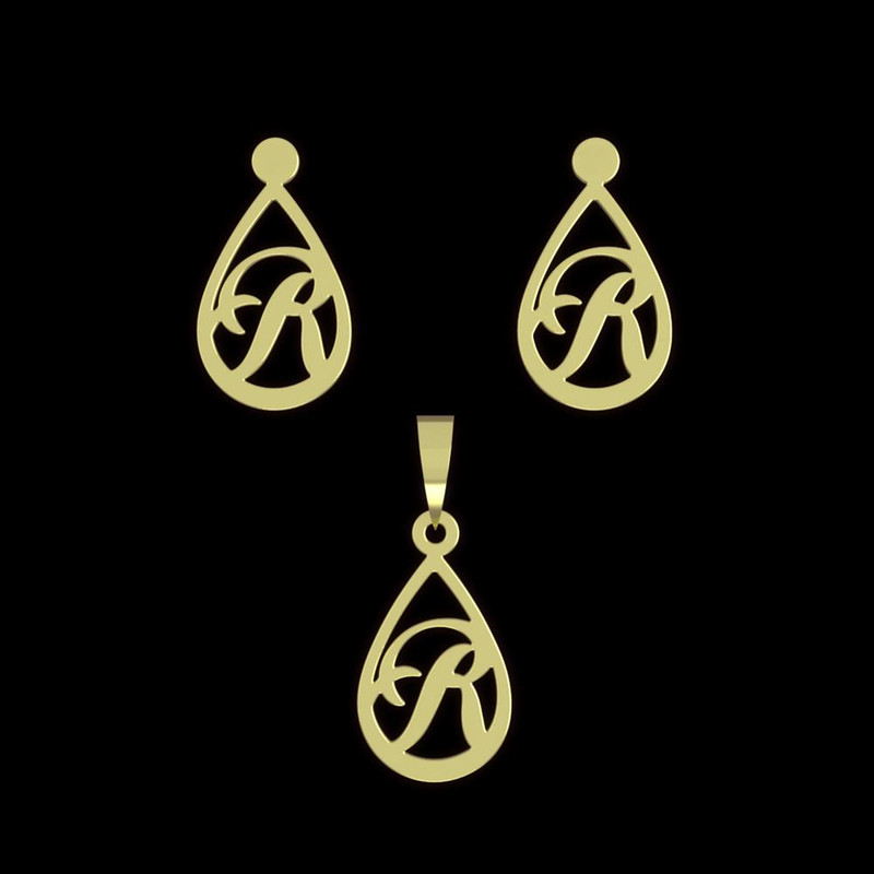 نیم ست طلا 18 عیار زنانه مدوپد مدل حرف r کد NA11241