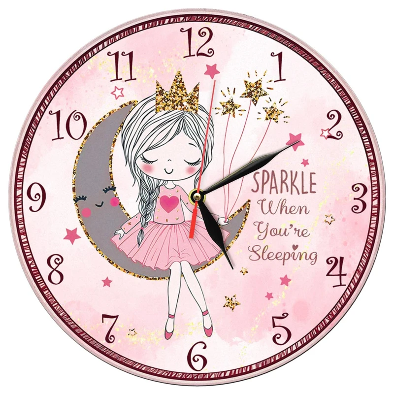 ساعت دیواری کودک طرح پرنسس و ماه کد 1418PN
