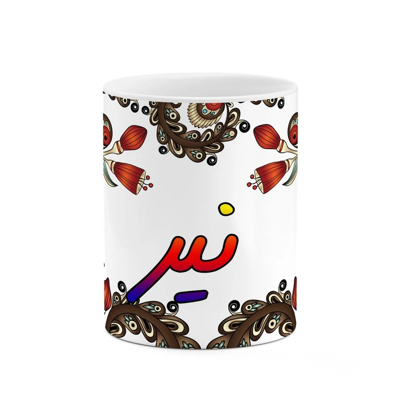 ماگ کاکتی مدل اسم نیر طرح سنتی گل و بته کد mgh48134