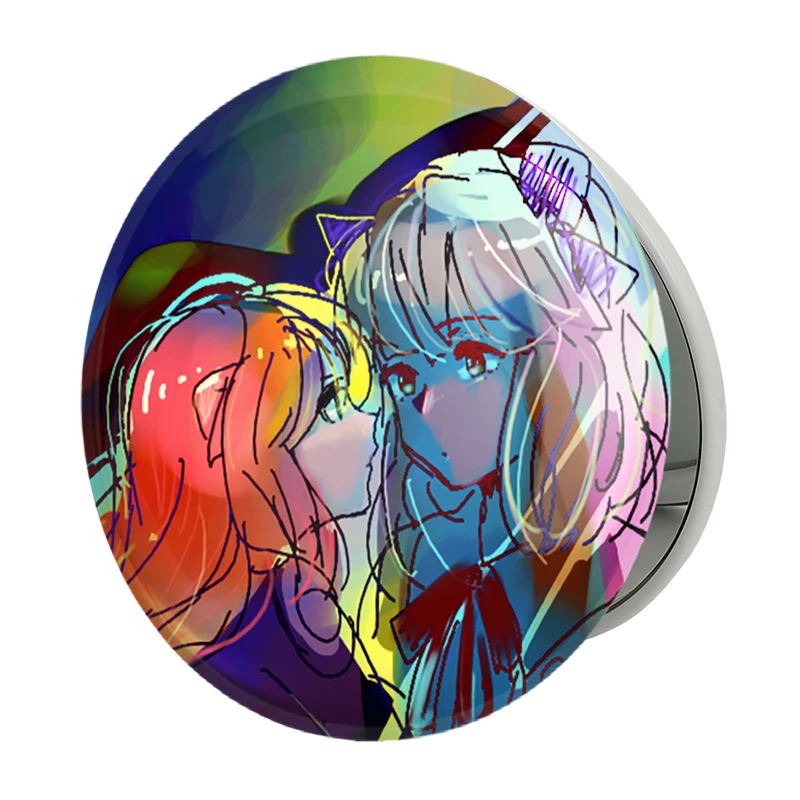 آینه جیبی خندالو طرح ‏باربارا و ماریکو انیمه الفن لید مدل تاشو کد 32186