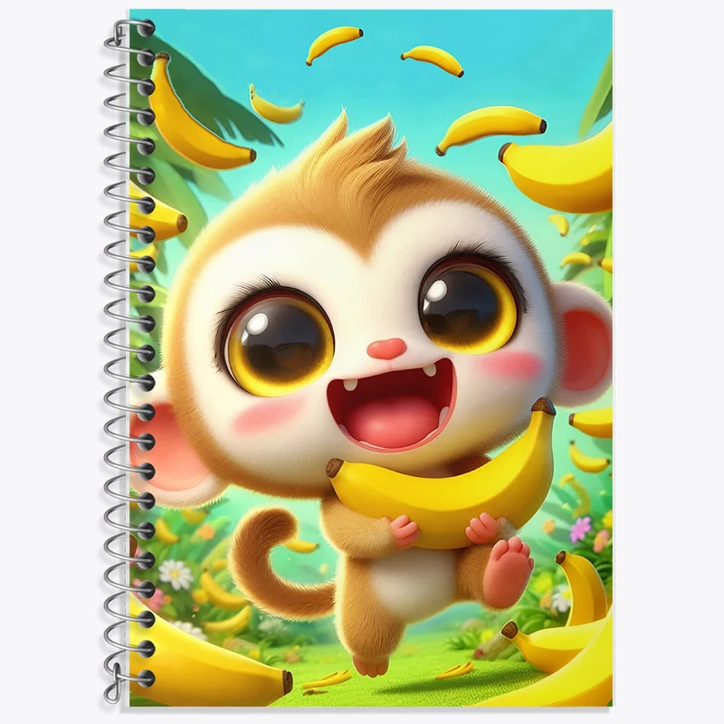 دفتر زبان 50 برگ خندالو مدل دو خط طرح میمون کیوت کد F6079